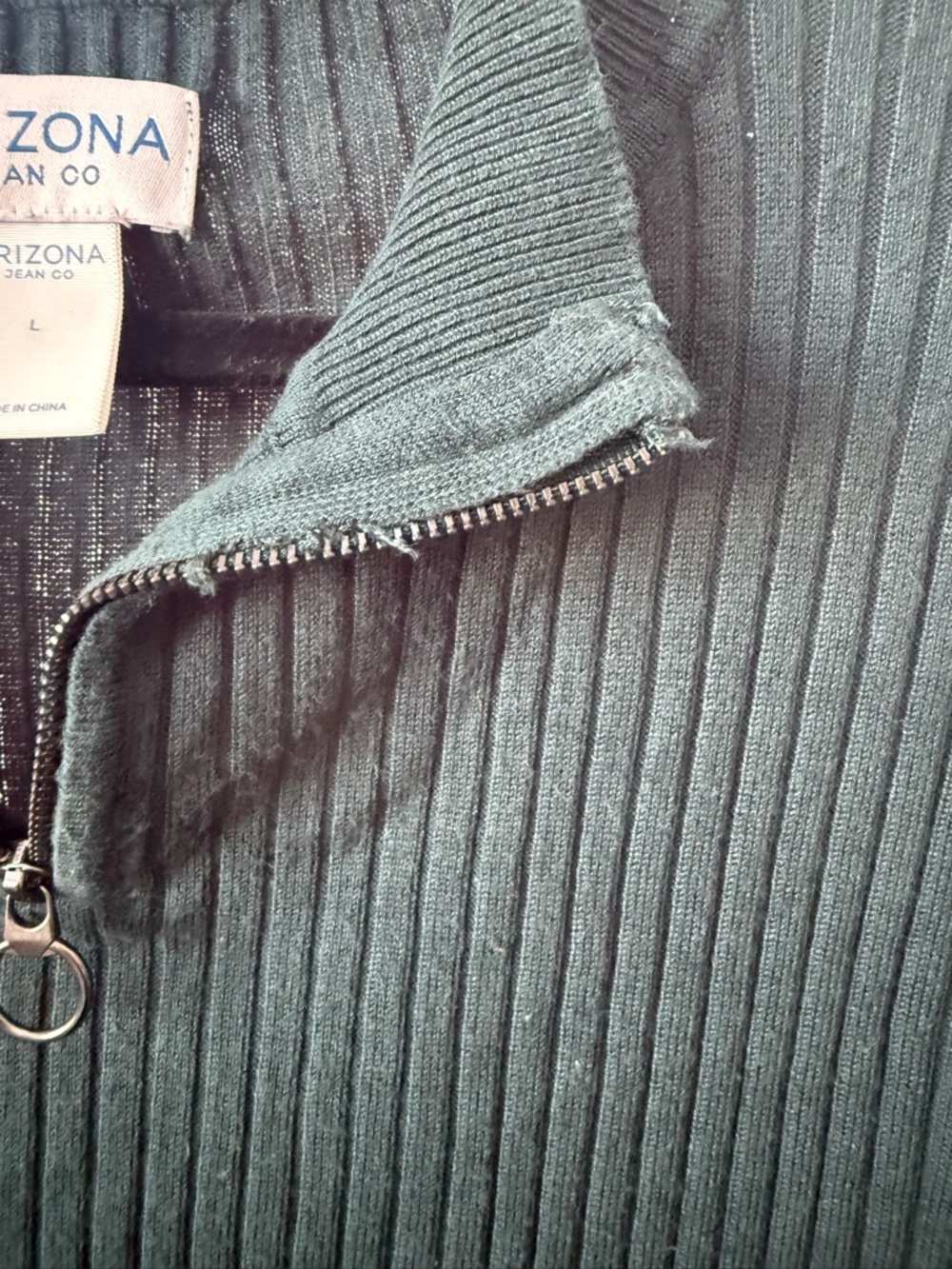 Arizona Jean Company Dark Green Ribbed Half-Zip Sweater - Picture 3 of 5